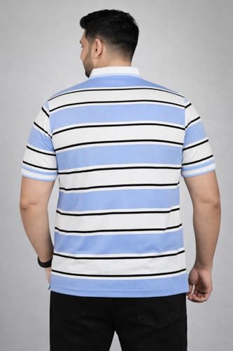 Image of INKKR Plus Size - Men Striped Polo Neck Tshirt