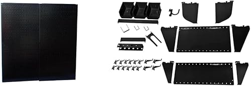 Miniatura 19 de Wall Control 30-P-3232B Paquete de tableros perforados de metal negro – (2) tableros perforados negros de 32 pulgadas de alto x 16 pulgadas de ancho