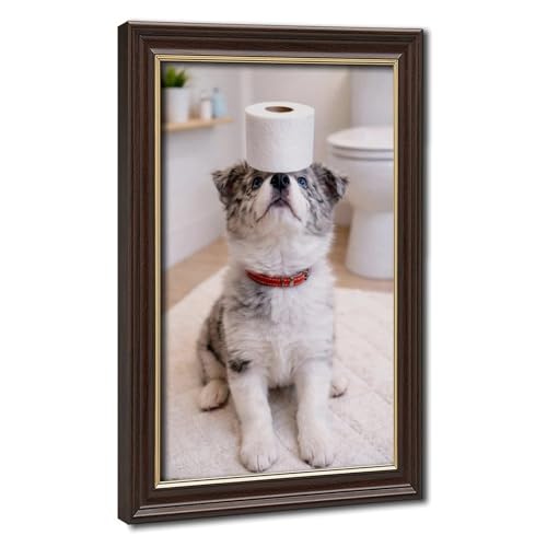 Poster sur toile papier toilette amusant chiens pour rompre la monotonie des WC