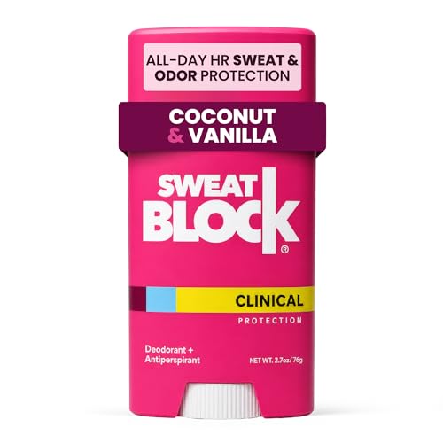 SweatBlock Clinical Strength Deodorant for Women Coconut and Vanilla Scent ALL-DAY Sweat and Odor Protection Daily Use Formula Designed for Long-Lasting Freshness and Confidence Dermatologist Tested