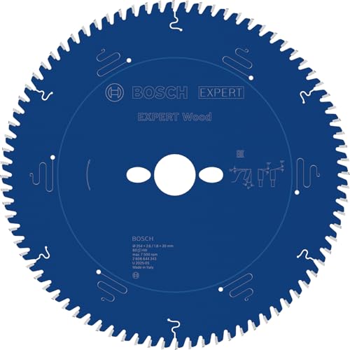 Bosch Profesional 1x Disco de Sierra Circular Expert for Wood (para Madera, Ø 254x2.6/1.8x30 mm, 80 Dientes, Accesorios para Sierrs Mesa)