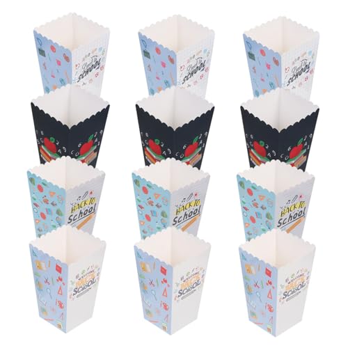 JECOMPRIS 12 Piezas Cubo De Palomitas De Cine Soportes De Palomitas De Maíz Para Fiesta Cajas De Palomitas Reutilizables Cubos De Palomitas De Maíz Reutilizables Papel