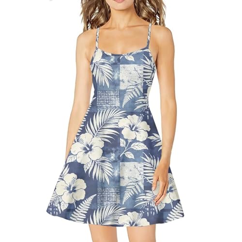 Image of Women's Spaghetti Strap Dress Summer Casual Swing Sundress Girls Beachwear Swing Mini Dress