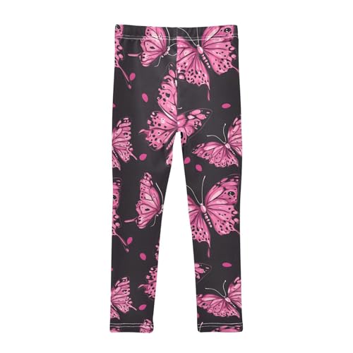 Pink Butterfly Leopard Print Girls Leggings Soft Stretch Workout Yoga Dance Pants for Kids Casual Tights2