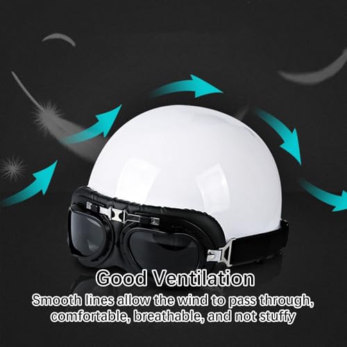 Casco de moto vintage de cuero con gafas de protección UV retro 5