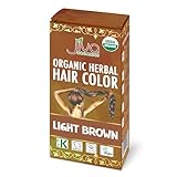 Jiva Organic Light Brown Hair Dye - 100% Herbal Hair Color with Cinnamon & Henna - 100% Pure, Certified Organic Natural Hair Colorant - NO Chemicals, Kosher, Vegan, Cruelty Free 3.5 Oz (100g)