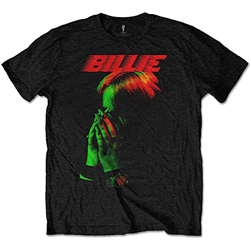 Rock Off Billie Eilish T Shirt Hands and Face Logo Nuevo Oficial De Los Hombres Size L