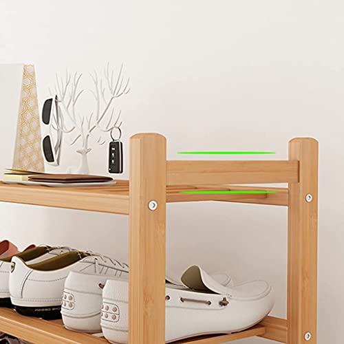 Étagère à chaussures empilable multicouche et meuble de rangement bambou - 6