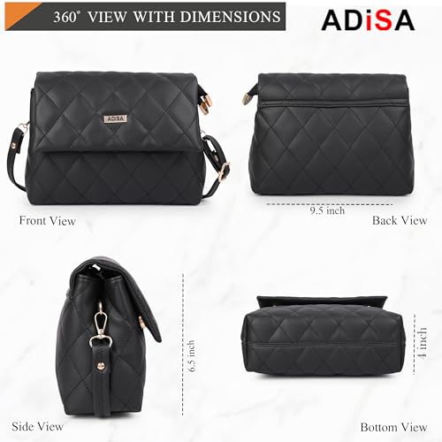 Image of ADISA Women's Girls Quilted Cross Body Sling Bag with Height Adjustable Belt (SL5169)