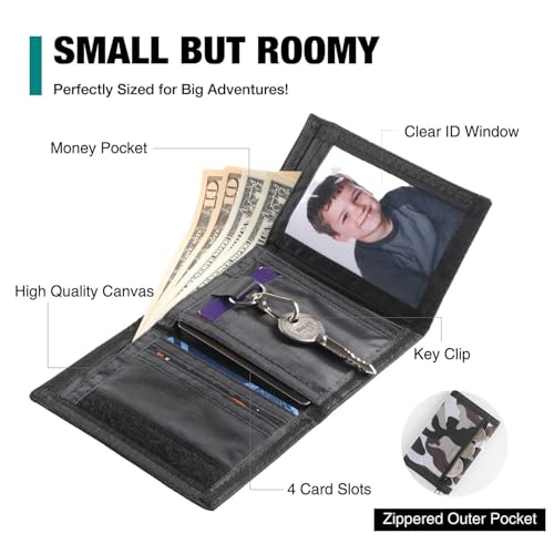 Image of Kids Wallet for Boys, Little Boys Wallet for Kids, Camo Wallets for Teen Boy, RFID Nylon Canvas Wallets with Coin Pocket for Birthday & Christmas Gifts
