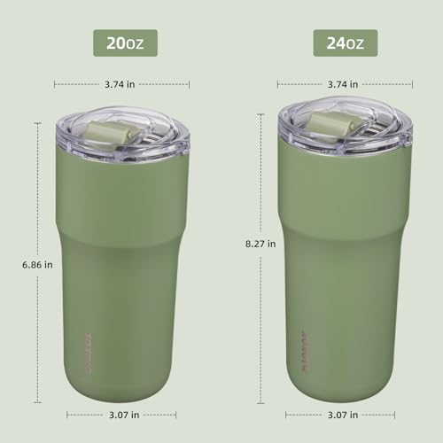Image of BJPKPK 20oz Spill Proof Coffee Tumbler, Insulated Stainless Steel Cup | Double Wall Vacuum, Leakproof Lid, Keeps Hot /Cold /Iced, BPA Free, Dishwasher Safe, Cupholder, Travel, Forest Green
