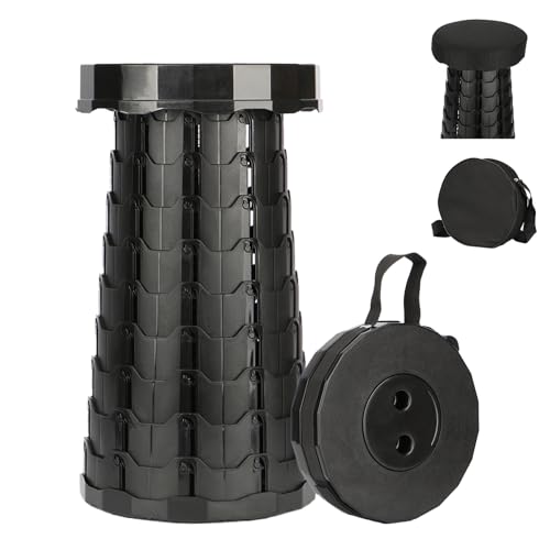 Poxvalzor 折りたたみ椅子 伸縮 アウトドアチェア 折り畳み式 キャンプ椅子 軽量 コンパクト 持ち運び便利 1秒開閉 耐荷重250KG クッション&収納バッグ付き 釣り/観戦/屋内/屋外用 (ブラック)