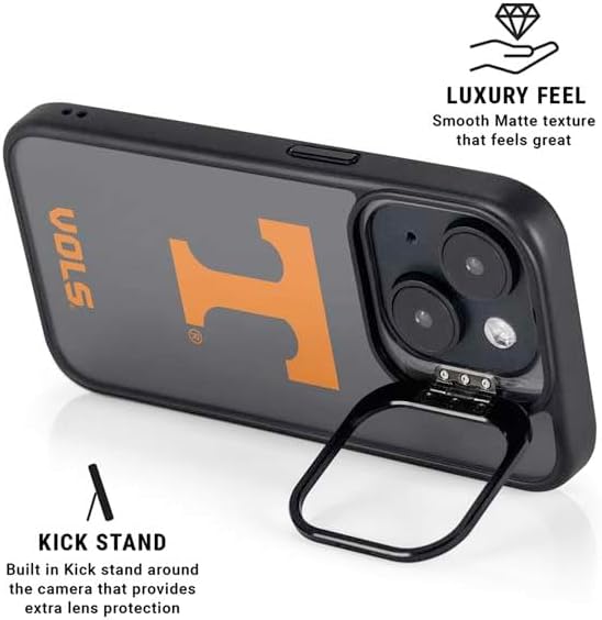 Skinit Kickstand Phone Case Compatible with iPhone 15 Plus - Officially Licensed University of Tennessee-Knoxville T Logo Vols on Gray Design