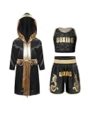 YOOJIA Mädchen Kickbox Set Mma Anzug Kleidung Muay Thai Kickboxen Shorts Schwarz 146-152
