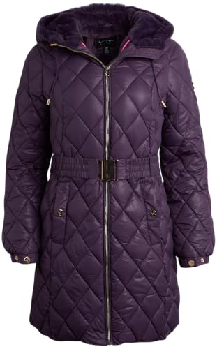 Jessica Simpson Women's Long Puffer Coat - Belted Faux Fur Lined Hooded Winter Coat - Quilted Puffer Jackets for Women (S-XL)2