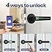 Fingerprint Door Lock, Electronic Keyless Entry Door Lock with Handle, Smart Door Knob with APP, Code, Fingerprint Biometric, Backup Key for Bedroom, Home, Hotel, Office, Apartment (Black) Kadonio