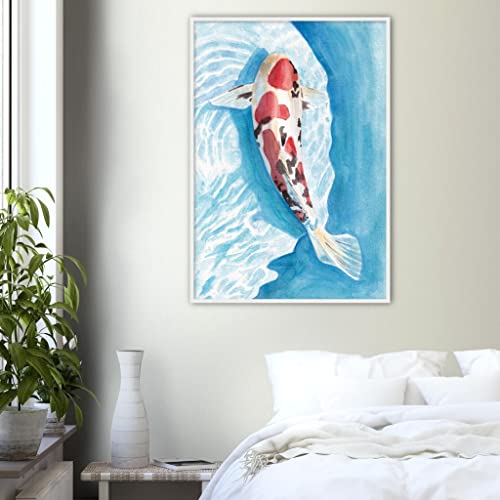 Poisson japonais tableau prêt à accrocher pour mur vide bureau - 2