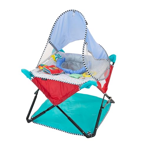 Image of Bright Starts, Pop 'N Jump Portable Baby Activity Center, Indoor Outdoor Use, Lightweight, Carrying Bag, Canopy, 6-12 Months (Animals)
