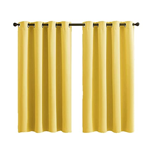 AMDXD Cortinas opacas para sala de estar, color amarillo, accesorios de cortina de ventana, poliéster de color sólido, 2 paneles, cortina de ventana para dormitorio, 132 x 213 cm Cover