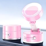 JingJinYY Vacuum Suction Magnetic Phone Holder, 2025 Upgraded Foldable and Retractable Magnetic Mount, A Movable Vacuum Suction Cup Car Phone Stand for Cars/Gyms/Mirrors/Smooth Surface (Pink)
