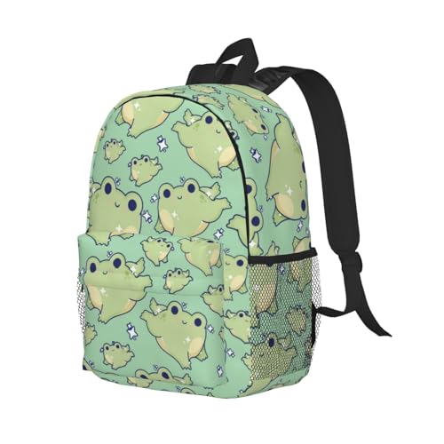Cute Funny Frog Backpack for Women Men,Cartoon Frog Laptop Backpack With Shoulder Straps2