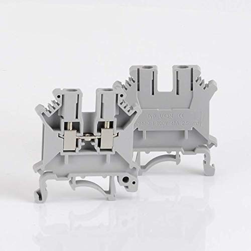 100 Pcs UK3N DIN Rail Terminal Block Screw Clamp Connector 800V 32A - Gray
