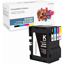 SG500 SG1000 3.9.0 Version Sublimation Ink Cartridge Compatible with Sawgrass Virtuoso SG500 SG1000 Printers1 Black, 1 Cyan, 1 Magenta, 1 Yellow, 4-Pack