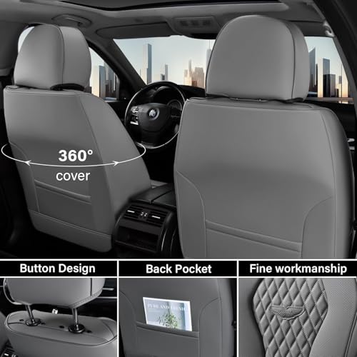 Image of Coverado Seat Covers, Car Seat Covers Full Set, Gray Car Seat Cover, Car Seat Cushion Waterproof, Car Seat Covers Front Seats Back Seat Covers, 8839 Car Seat Protector Universal Fit Most Cars