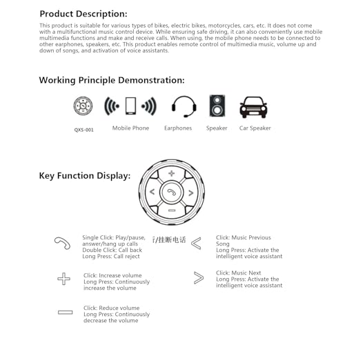 Controlador de botones de montaje en volante Bluetooth 5.3 multimedia coche 2