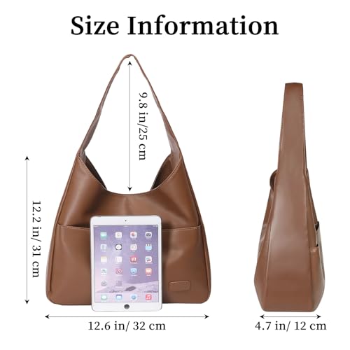 Image of Hobo Bags for Women, Vegan Leather Shoulder Handbag Tote Bag | Soft purse for teachers, office, college, travel, vacation& daily commute