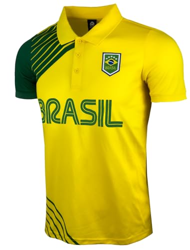 Just 4 Kicks Men's Brasil Short Sleeve Shirt, Brazil Active Performance Jersey2