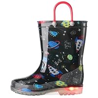 HISEA Kids Rain Boots for Boys Girls, Waterproof Lightweight Rain Boots Light Up by Steps for Water Beach Outdoor Playing (Toddler/Little Kid/Big Kid)