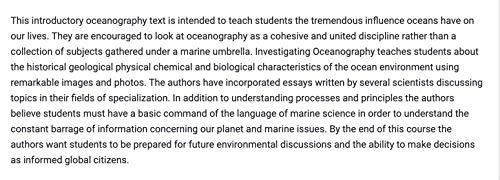 ISE Investigating Oceanography 126056603X Book Cover