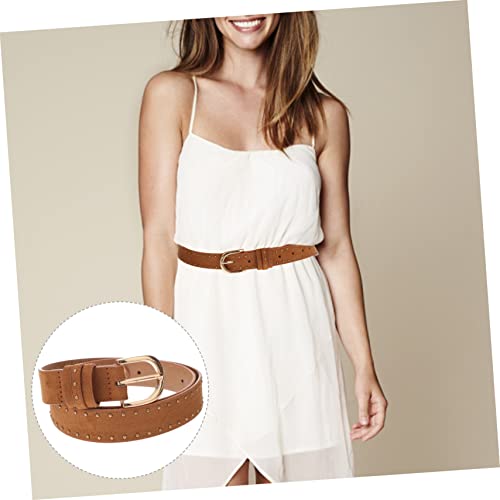 Rivet Western Style Suede Waist Belt for Women Dress and Jeans Accessory Lightweight Comfortable Brown Leather Look Strap with Fashion Design for Casual and Formal Wear2