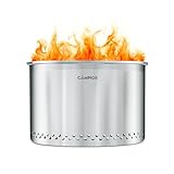 CAMPIOR Large Wood Burning Fire Pit Stove - Smokeless Outdoor Stove for Efficient Wood Fires, Camping, Cooking, and Garden Gatherings, Durable Stainless Steel with Removable Ash Pan, 20.94 lbs