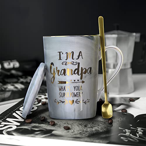 Father Day Gifts For Grandpa - Grandpa Birthday Gifts From Grandchildren Granddaughter - Unique Father's Day Gifts Ideas For Grandfather, New Grandpa - Ceramic Marble Grandpa Coffee Mug 14Oz Grey #TOP4