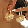 Dangle Flower Earrings for Women Statement Trendy Hoop Earring Floral Drop Earrings Jewelry (Gold) #4