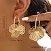 Dangle Flower Earrings for Women Statement Trendy Hoop Earring Floral Drop Earrings Jewelry (Gold)