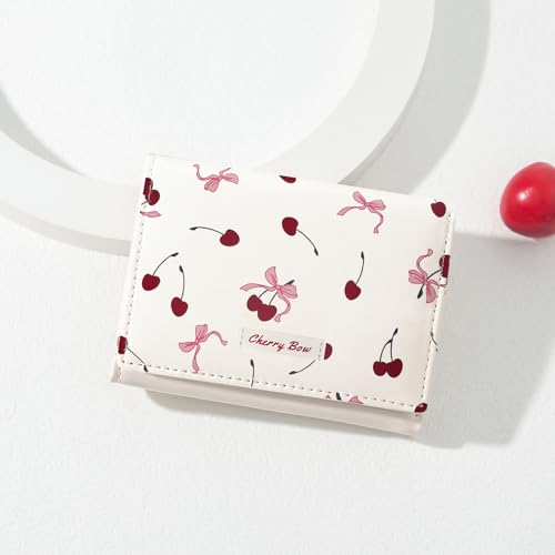 Image of Sunwel Fashion Cute Coquette Bow Wallet with Key-chain for Women Girls | Bow Print Wallet Card Holder ID Window