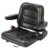 DIYAREA Universal Tractor Seat Replacement Black Forklift Seat PVC Mower Seat with 180° Adjustable B