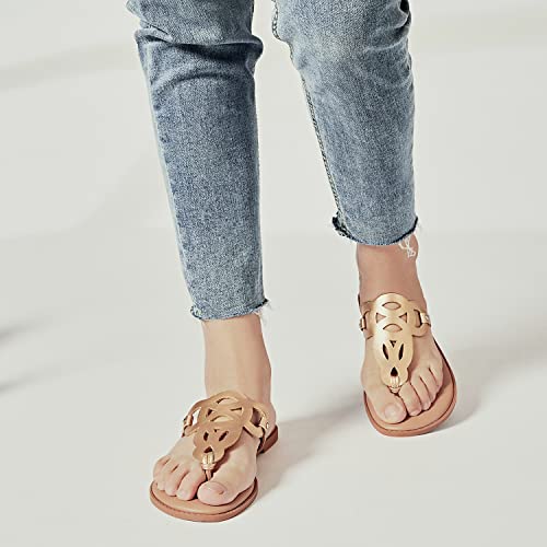 Luoika Women's Wide Width Flat Slides Sandals, Flip Flop Strappy Thong Sandals Comfortable Summer Beach Shoes for Women. 7