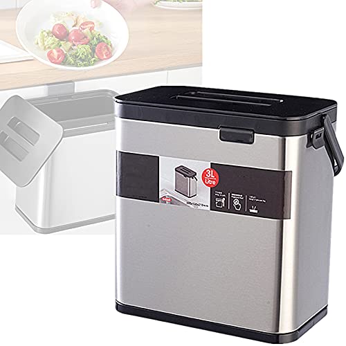 YZBBSH Küche Mülleimer Abfallsammler Hängender Küchenabfalleimer tür 3L / 8L mit Deckel Mülltonnen für Küche, Badezimmer, Schlafzimmer, Wohnzimmer (Silber),3l Cover