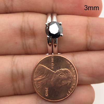 Vogati 2.00 Cts Black Diamond Engagement And Plain Wedding (3Mm Comfort Fit) Ring Set In Sterling Silver-8.5 #TOP4