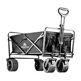 WAGONYA | Carro de Playa Plegable | Ruedas Anchas giratorias Especial para Arena | Carro para jardín con Ruedas Grandes | Capacidad 200 kg y 165 litros | Acampada, Pescar, Cazar, Compras, Playa