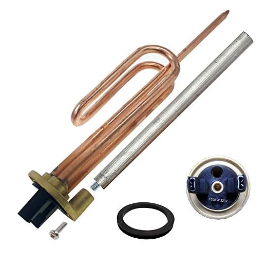Resistencia curva termo eléctrico flange + Anodo magnesio + junta goma + Tornillo fijación. Kit recambio calentador de agua compatible y valido para Termos Eléctricos de Grandes marcas (1500 W)