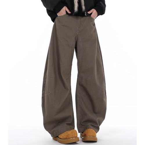 Barrel Jeans Men Baggy Wide Leg Skater Denim Pants Streetwear Barrel Leg Bottoms Relaxed Fit Loose High Waist with Pockets2