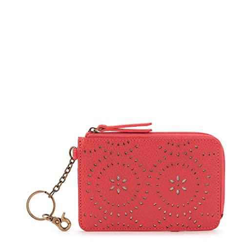 Image of The Sak Iris Wallet in Leather, Elevated Card Holder with Keychain, Cayenne Mandala Perf