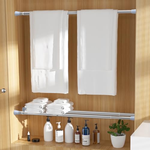 Image of MEXAU 1Pack Spring Tension Curtain Rod 27-50 inch Silver Small Tension Rod