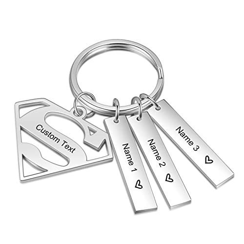 Custom Dad Keychain For Fathers Day Dad Gifts From Daughter Son Personalized Name Keychains For Daddy Husband (Name 3) #TOP6