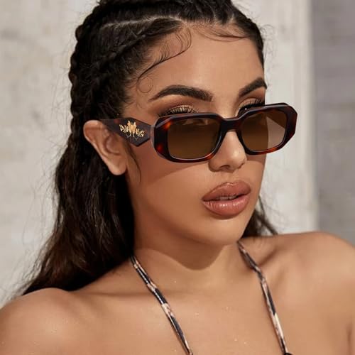 CARFIA Retro Acetate Rectangle Polarized Sunglasses for Women UV Protection, Trendy Vintage Y2K Shade Designer Sunnies2